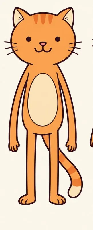 Tabitha the orange cat with very long arms, smiling.